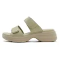 Sandali con zeppa da donna con cinturini velcro verde salvia e suola spessa beige - EU 35 / Verde