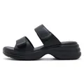 Sandali con zeppa neri da donna con doppie cinghie regolabili in velcro - EU 35 / Nero