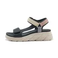 Sandalias de plataforma para mujer en azul marino y rosa con correas de velcro ajustables - EU 36 / Negro