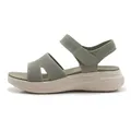 Women's casual platform sandals in olive green with breathable woven straps and velcro - EU 35 / Green