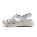 Women's athletic platform sandals with grey woven straps and adjustable heel velcro - EU 35 / Gray