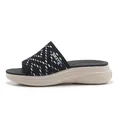 Women's platform casual slide sandals in black with colorful dotted knit upper and thick sole - EU 35 / Black