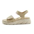 Sandali con zeppa da donna beige con velcro e dettagli traforati sportivi - EU 35 / Albicocca