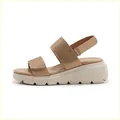 Detail view of rhinestone-embellished wedge sandals with non-slip wavy soles in beige - 35 / Camel