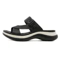 Men's casual black thick-sole slide sandals with crocodile texture and buckle detail - EU 35 / Black