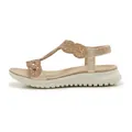 Champagne gold women's platform sandals with rhinestone embellishments and elastic heel strap - EU 36 / Gold