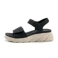 Sandali con zeppa neri da donna con chiusura a strappo e suola sportiva beige - EU 35 / Nero