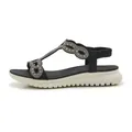 Women's casual black sandals with sparkling rhinestone chain T-strap and white thick sole - EU 35 / Black