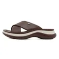 Sandali marrone scuro con cinturini incrociati, suola spessa e cuciture decorative - EU 35 / Marrone