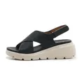 Women's platform wedge sandals with black rhinestone cross straps and velcro closure - EU 38 / Black