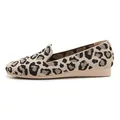 Detail of leopard print knitted fabric and flexible rubber sole on women's flat shoes - EU 35 / Apricot