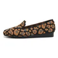 Detail view of stylish leopard print knitted flat shoes with comfortable black anti-slip sole - EU 35 / Black