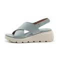Green platform sandals with sparkling rhinestones and adjustable hook-and-loop strap - EU 35 / Light Blue