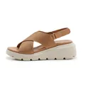 Brown wedge sandals for women featuring rhinestone cross straps and thick non-slip soles - EU 35 / Camel