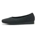 Detail shot of black knitted flat shoes featuring sparkling rhinestone embellishments - EU 35 / Black