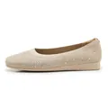 Close-up of beige knitted flat shoes with rhinestone detailing and breathable fabric - EU 35 / Apricot