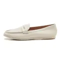 Elegant cream white leather penny loafers with comfortable flat soles and round toes - EU 35 / Off White