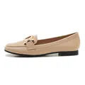 Classic apricot loafers with round toe and light gold metal chain link decoration - EU 35 / Apricot