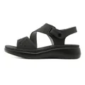 Women's black platform sandals featuring sparkling rhinestone straps and adjustable buckle - EU 36 / Black
