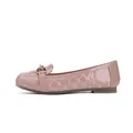 Pink patent leather flat loafers with quilted diamond pattern and gold horsebit buckle - EU 35 / Pink