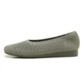 Olive green knitted wedge flat with breathable hollow pattern and comfort sole - EU 35 / Green