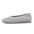 Light grey knit wedge shoes for women featuring breathable mesh fabric and a slip-on design - EU 35 / Gray