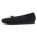 Classic black breathable knit ballet flats with bow tie and gold pendant detail - 35 / Black