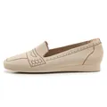 Breathable beige knitted flat loafers for women with soft rubber sole for daily comfort - EU 35 / Apricot