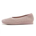 Scarpe con zeppa da donna color albicocca in maglia traspirante con punta tonda comoda - Rosa