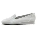 Light grey knitted flat loafers for women with decorative white stitching detail - EU 35 / Gray