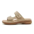 Beige Keilsandaletten für Damen mit doppelten Wildlederriemen und ergonomischer Sohle - EU 36 / Aprikose