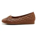 Quilted brown ballet flats with studded diamond details and a bow accent on the toe - EU 35 / Brown