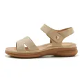 Sandalias de cuña beige para mujer con tiras de pedrería y cierre de velcro cómodo - EU 41 / Albaricoque