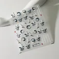 5D embossed nail stickers featuring blue ink wash patterns and white floral designs - TS-2276 Chinese Ink Wash - New Relief