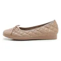 Elegant camel quilted ballet flats with gold stud accents and bow tie detail - EU 35 / Nude