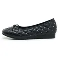 Elegant black quilted ballet flats with golden bead accents and a classic bow detail - EU 35 / Black