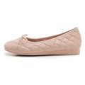 Elegante nude-pink gesteppte Ballerinas mit goldenen Nieten und Schleifendetail - Rosa