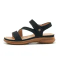 Women's vintage wedge sandals featuring black cross straps and tan orthopedic soles - EU 36 / Black