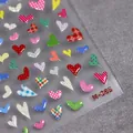 5D stereoskopische Herz-Nagelaufkleber mit bunten Mustern und glänzendem Finish M-085 - Verschiedene Herzstile (M-085)