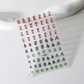 Mini Mahjong nail art stickers S-012F featuring red and black Chinese characters - Mahjong Character Style (S-012F)