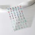 Mahjong theme nail stickers with green and red tile patterns on transparent film S-013F - Mahjong Pattern Mix Style (S-013F)