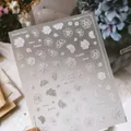 3D white embossed flower and bow nail art stickers MN-250F with textured relief - MN-250 Embossed Bow and Flower