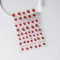 Mini nail art sticker with red raspberry and heart patterns, model S-090 style - Raspberry Heart Style (S-090)