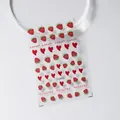 3D embossed nail stickers featuring red berries and hearts with S-091F model number - 3D Relief Raspberry Heart Style (S-091F)