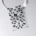 Thin adhesive nail art stickers with black and white butterfly patterns, model S-088 - Black And White Butterfly Style (S-088)