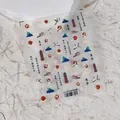 Japanese style nail sticker TS-2974 with crane, red sun and cloud patterns - TS-2974 Cloud Crane