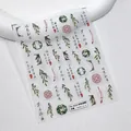 Relief nail art sticker TS-3215 featuring elegant green leaves and Chinese calligraphy - TS-3215 Botanical Ode - New Relief