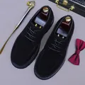 Men's black suede derby shoes with leather lining and thick soles in professional business style - EU 37 / Black