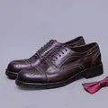 Dunkelbraune Budapester Schuhe aus Leder mit Wingtip-Design und rutschfester Sohle - EU 38 / Kaffeebraun