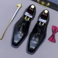 Men's black leather brogue loafers with tassels, floral carving and blue sole stitching - EU 38 / Black (Blue Edge)